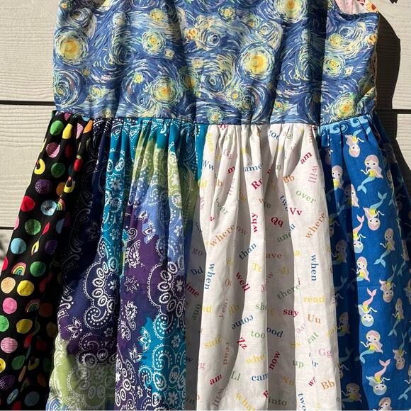 Arcade Dress | Vincent van Gogh Starry Night | Handmade Quilted Dress SKU 05115 - Picture 14 of 16